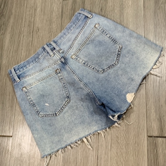 Free People We the Free Makai Distressed Blue Fray Hem Button Fly Denim Shorts - Picture 4 of 11
